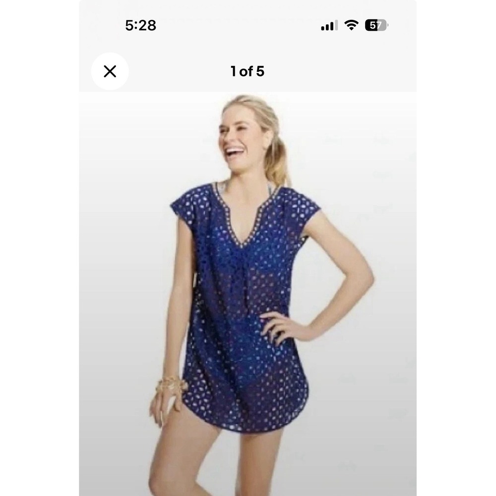 Lilly‎ Pulitzer For Target Navy Blue Eyelet Swimsuit Cover Up Small Resort Wear